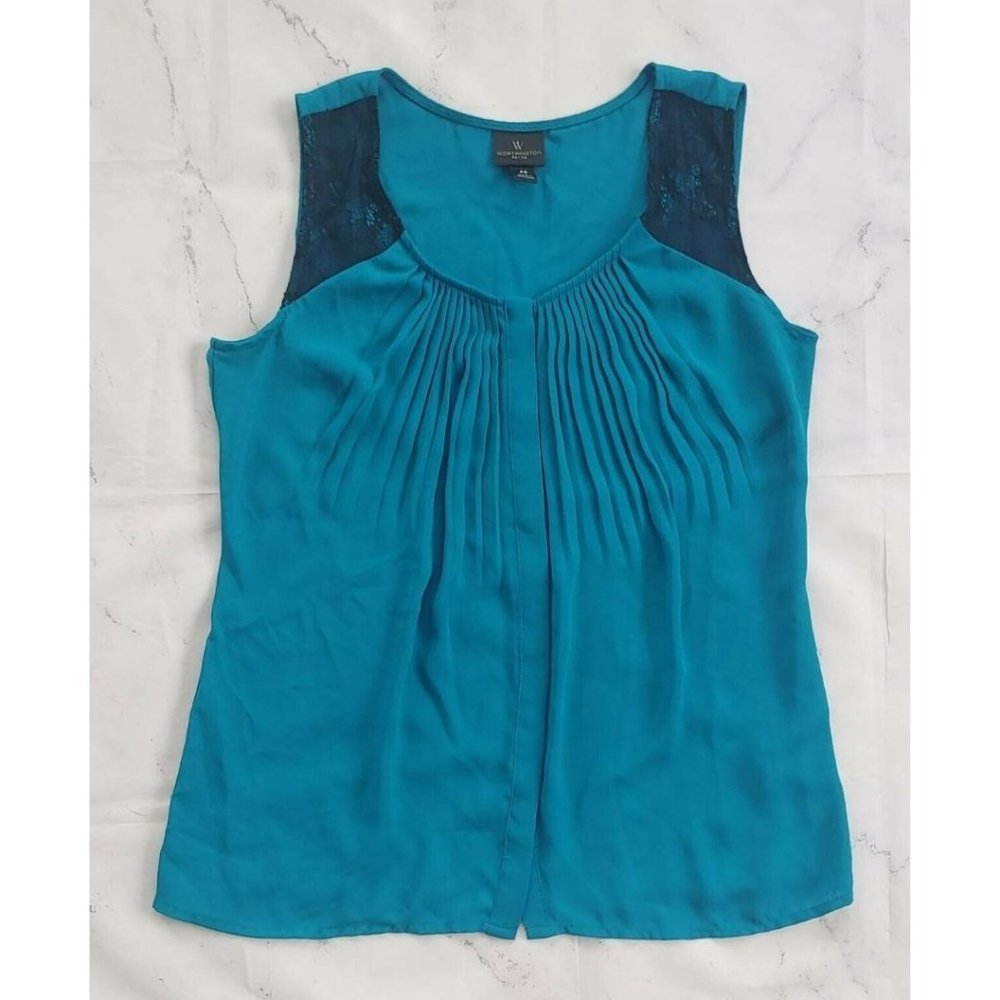 Worthington Petite Black Lace Turquoise Tank SMALL